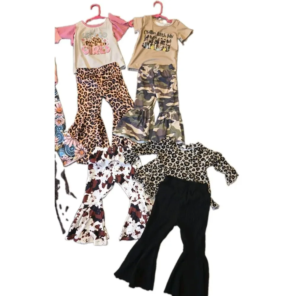 Girls 18-2T Clothing Lot 6 Tops 6 Bell Bottom Pants 3 Extra Pants Boho Western